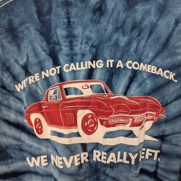 VINTAGE Blue Tie Dye Cotton Chevrolet Car Tee Shirt 2XL - Picture 6 of 7